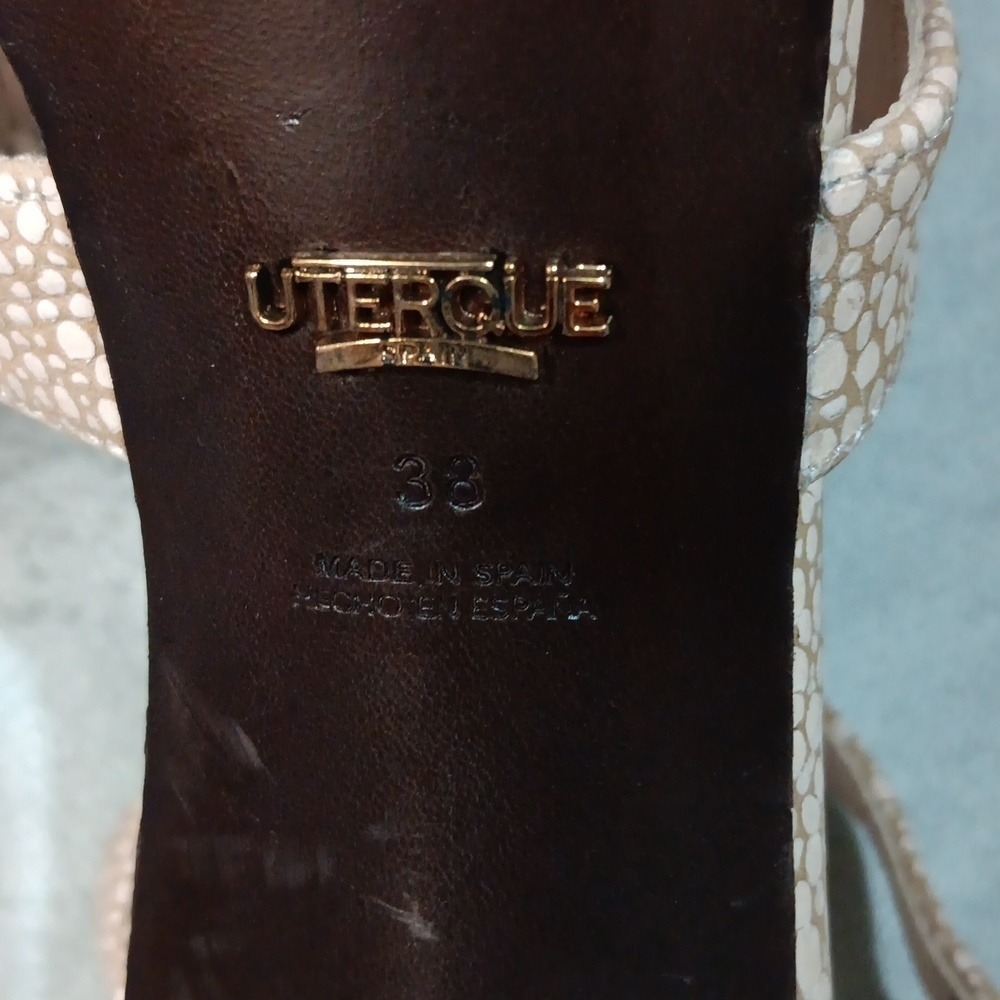 UTERQUE SPAIN FRINGE LEATHER ANKLE STRAP STILETTO HEELS BAICH EUR 38 US 7.5 - Picture 9 of 15